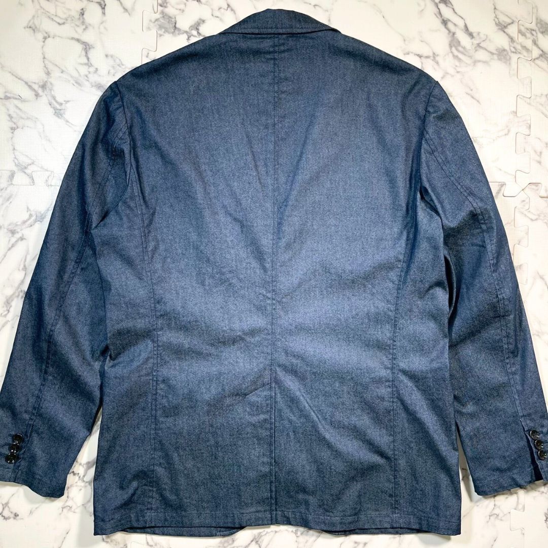 極美品/ストレッチ素材(XL)●TAKEO KIKUCHI タケオキクチ テーラード ジャケット デニム インディゴ 伸縮 グレー アンコン メンズ TK 秋冬_画像3