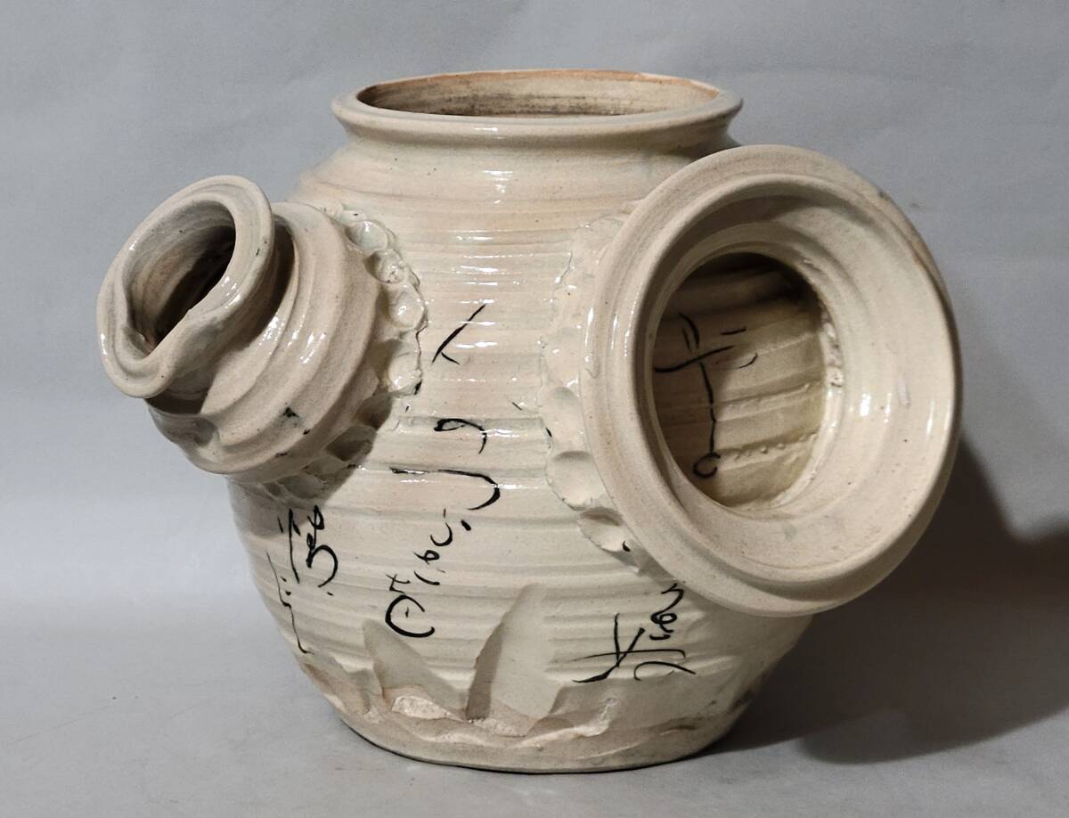 古美術柳 時代 歌人 大田垣蓮月 和歌 大急須形花瓶の画像1