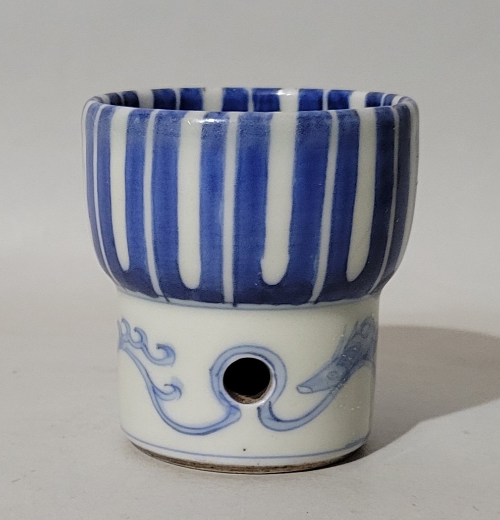 古美術柳 古伊万里 染付 麦藁文酒盃 江戸後期 仏飯器 祥瑞の画像1