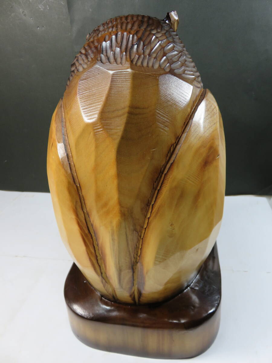 ■ 「一刀彫 梟/フクロウ 置物」 木彫り 彫刻 インテリア 32cm_画像5