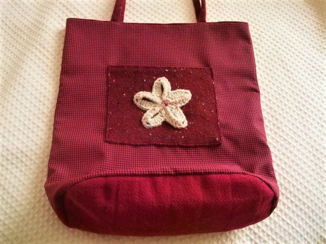 ★ハンドメイド　バケツ型２ＷＡＹトートバック　ワイン　送料185円★_画像6