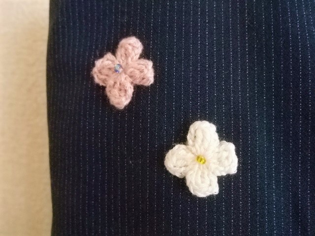 即決☆ハンドメイド　猫とお花のトートバック　ネイビー　送料185円_画像5