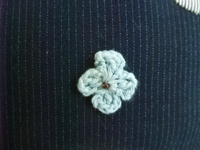 即決☆ハンドメイド　猫とお花のトートバック　ネイビー　送料185円_画像6