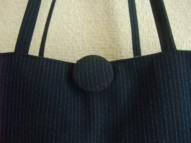 即決☆ハンドメイド　猫とお花のトートバック　ネイビー　送料185円_画像7