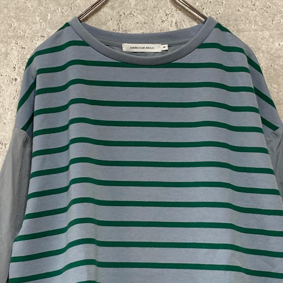 アメリカンホリック(M)異素材ポンチプルオーバー*ボーダー*バルーンスリーブ_画像4