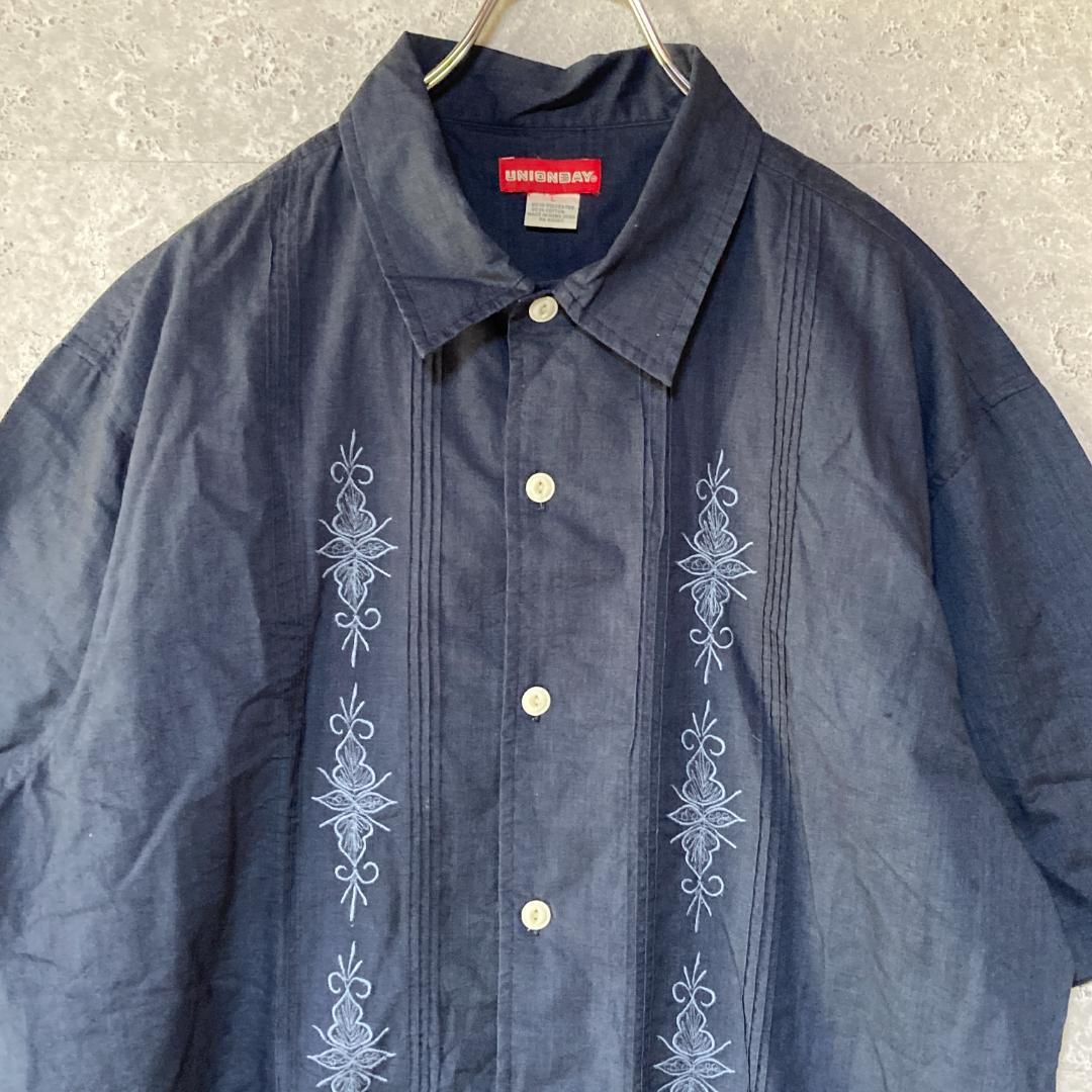 【UNIONBAY】ユニオンべイ(L)半袖シャツ*花柄刺繍*カジュアル_画像4