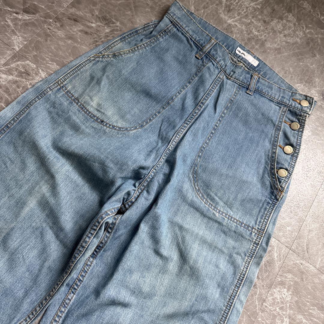 【Ne-net】ネネット（M相当）バギーパンツ＊ワイドパンツ＊花柄刺繍＊ロゴ＊_画像3