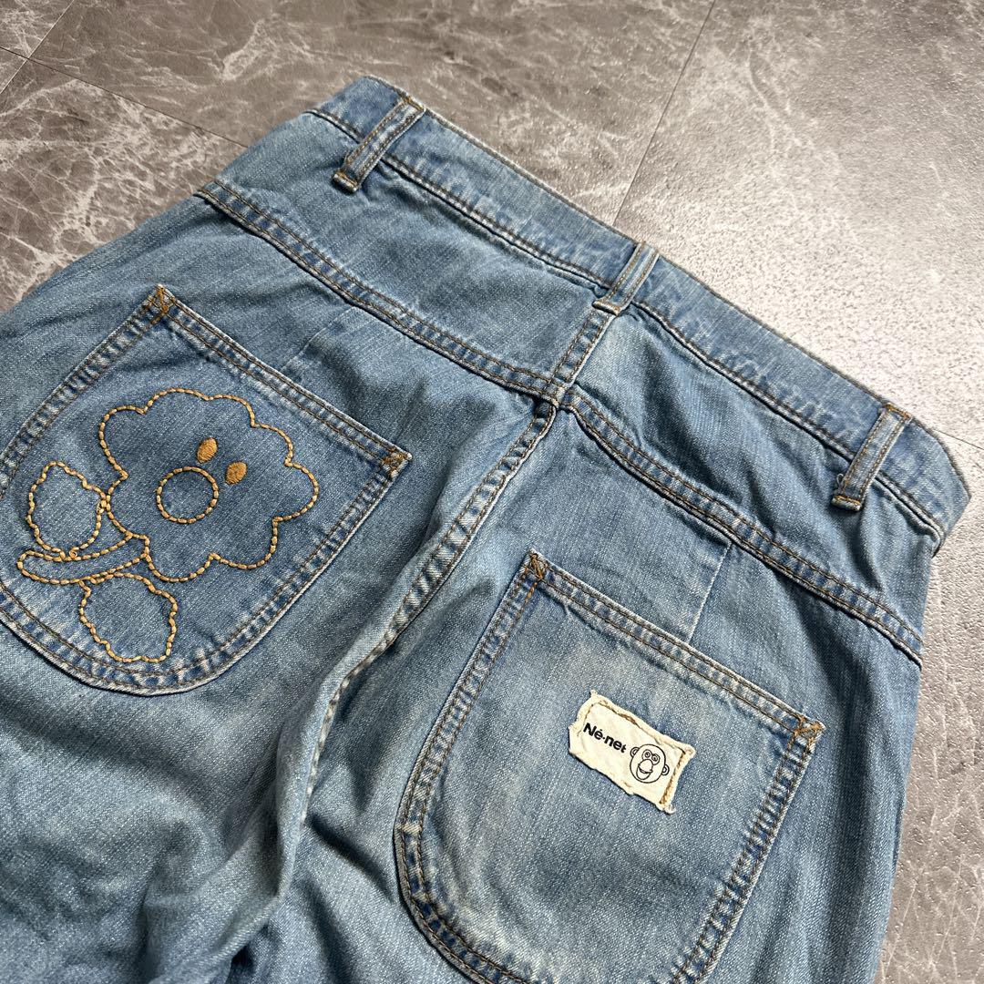 【Ne-net】ネネット（M相当）バギーパンツ＊ワイドパンツ＊花柄刺繍＊ロゴ＊_画像5