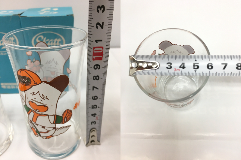 NX92 明治乳業 ノベルティ グラス 2個セット スカット おはようスパンク コップ 箱付き 当時物 昭和 レトロ_画像3
