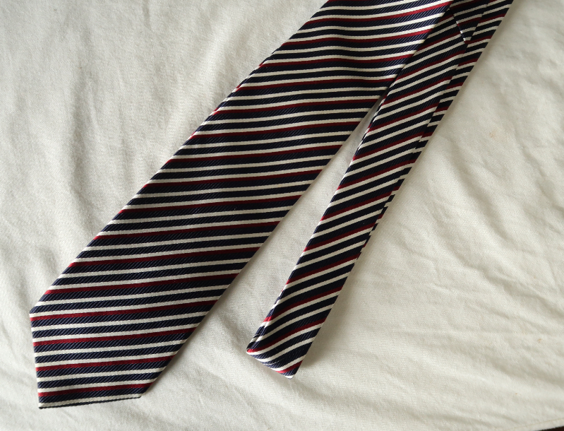 TOMORROWLAND シルクネクタイ　ストライプ　ネイビー　ワインレッド_画像5