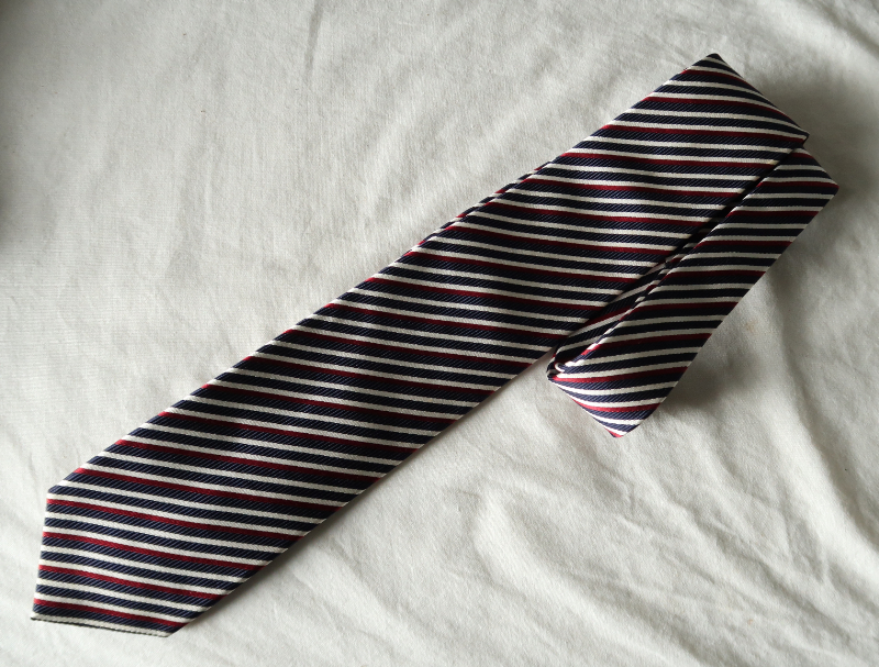 TOMORROWLAND シルクネクタイ　ストライプ　ネイビー　ワインレッド_画像1