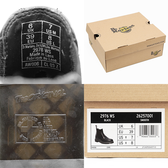 SALE【極美品】Dr.Martens ドクターマーチン チェルシーブーツ レザー エアソール ホワイトステッチ 革靴 箱付属 メンズ 39 黒 2976WS_画像9