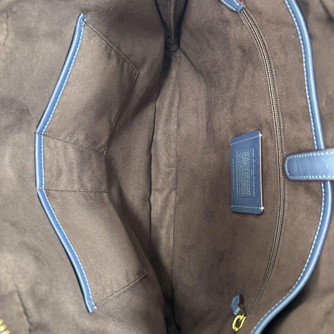【極美品】COACH コーチ メトロポリタン スリム 2way ビジネスバッグ トートバッグ ショルダーバッグ レザー ブルー 青 A4可 大容量_画像2