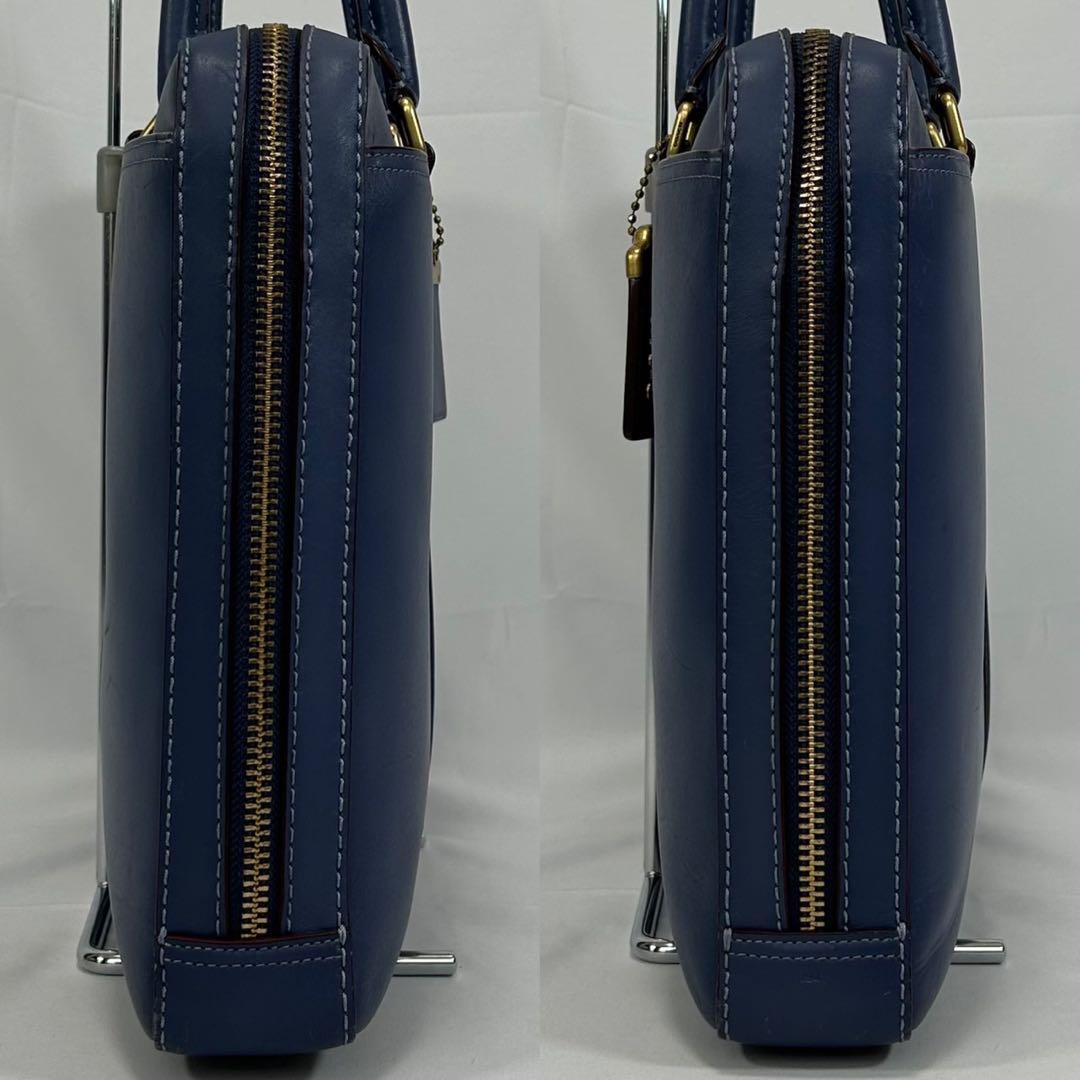 【極美品】COACH コーチ メトロポリタン スリム 2way ビジネスバッグ トートバッグ ショルダーバッグ レザー ブルー 青 A4可 大容量_画像5