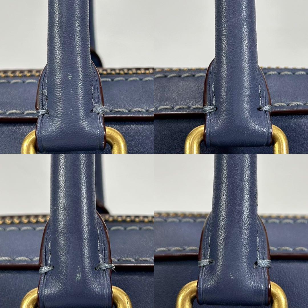 【極美品】COACH コーチ メトロポリタン スリム 2way ビジネスバッグ トートバッグ ショルダーバッグ レザー ブルー 青 A4可 大容量_画像10