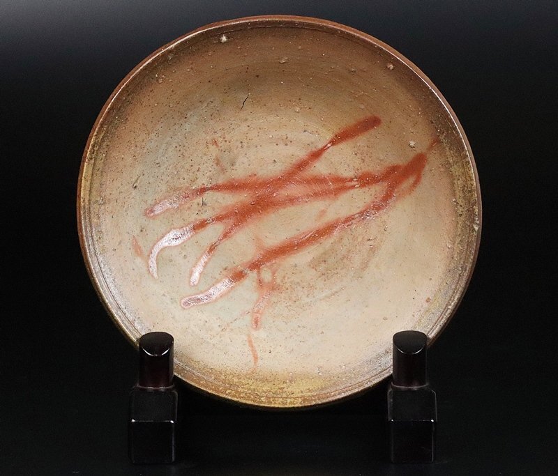 [ золотой -слойный ..] превосходящий . произведение Bizen огонь . круг тарелка . человек национальное достояние первое поколение чёрный рисовое поле .... коробка гарантия 15507