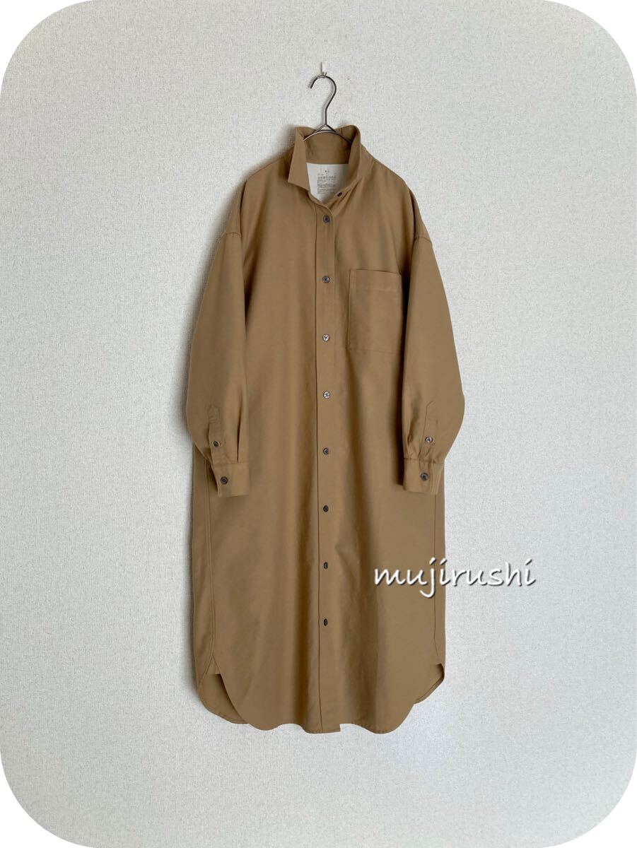 *MUJI*無印良品*シンプルロング丈 シャツワンピース*(cr)_画像1