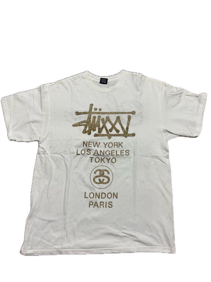 STUSSY ステューシー 25周年記念 WORLD TOUR TEE / Tシャツ / Lサイズ / コットン / ホワイト_画像1