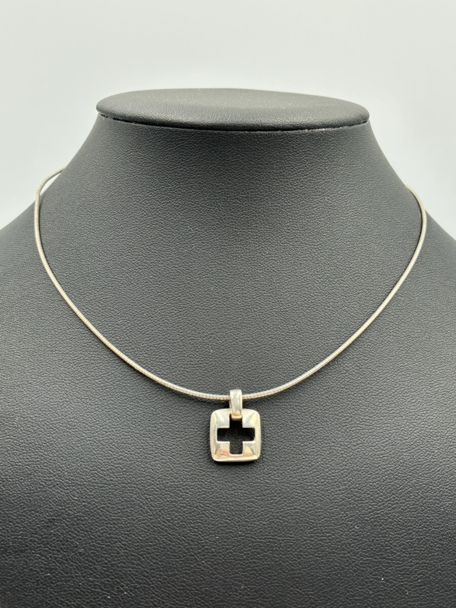 1円スタート TIFFANY＆Co. ティファニー オープンクロス スクエア チャーム シルバー TK1029-19_画像1