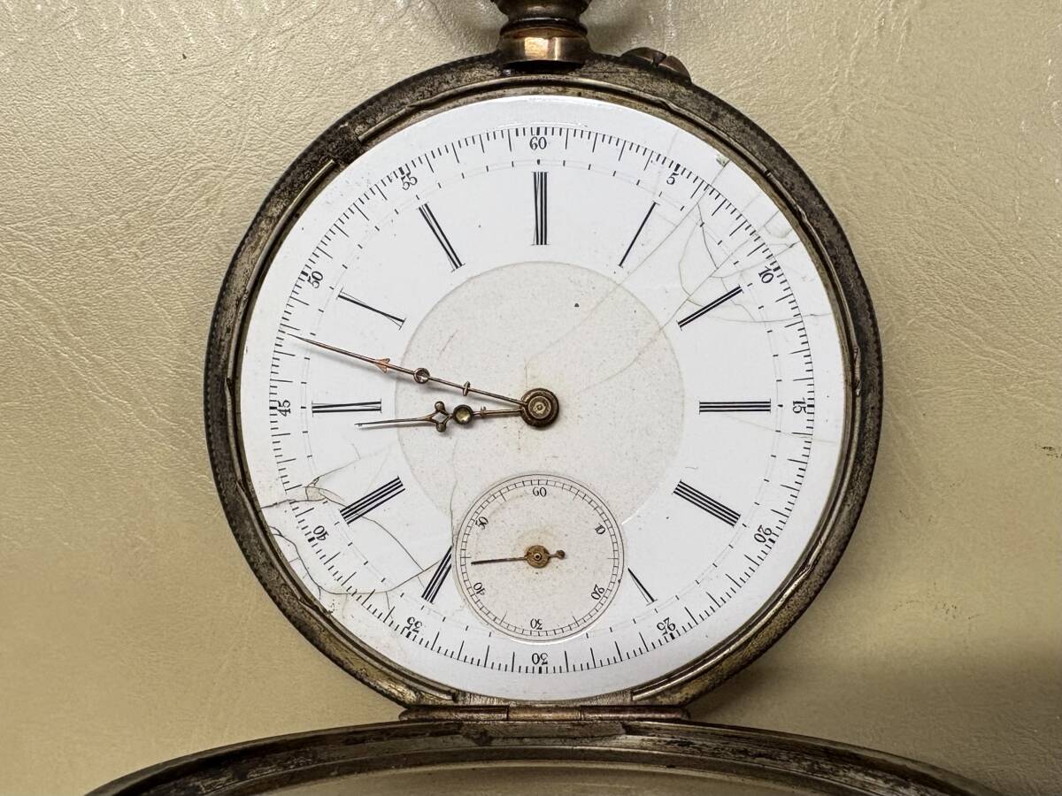 コロン商会　商館時計　J.C&CO 鶴印　手巻き　懐中時計　0.800刻印あり　銀製品_画像2