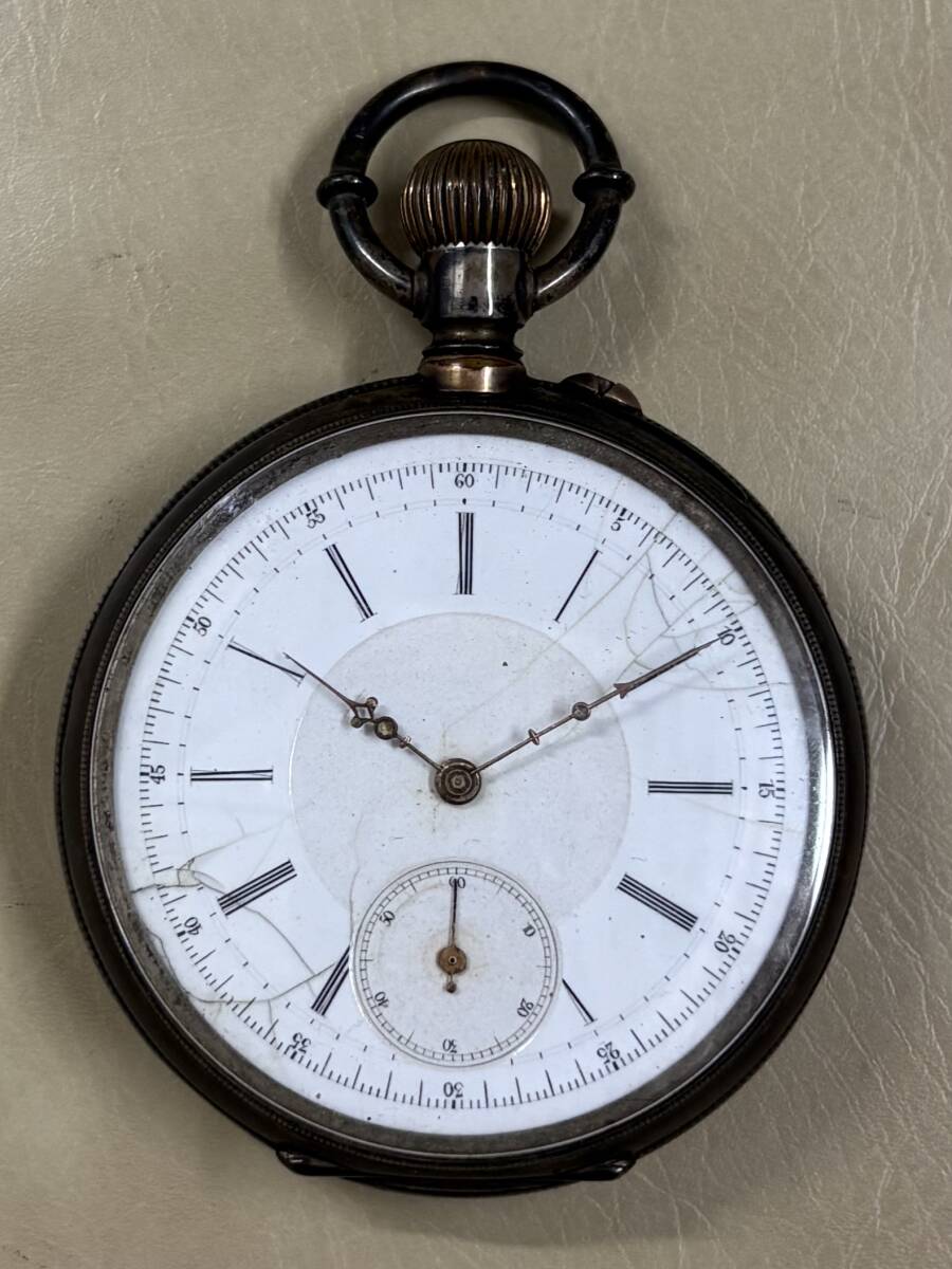 コロン商会　商館時計　J.C&CO 鶴印　手巻き　懐中時計　0.800刻印あり　銀製品_画像1