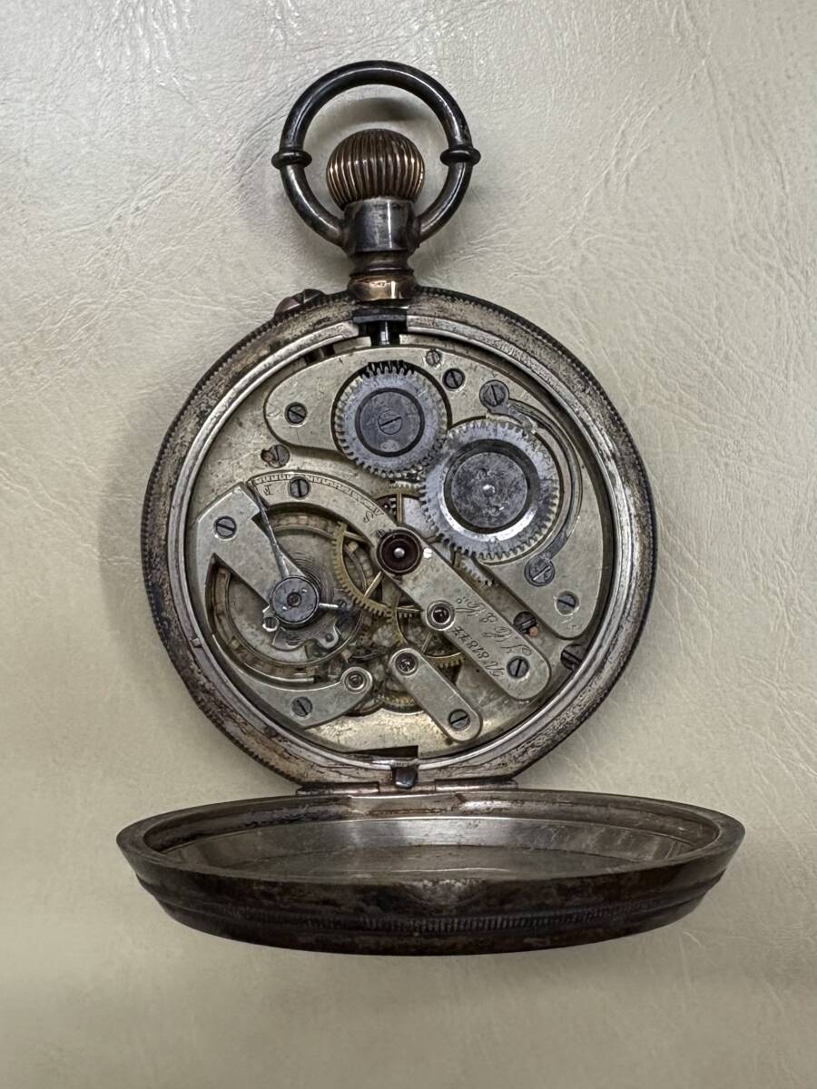 コロン商会　商館時計　J.C&CO 鶴印　手巻き　懐中時計　0.800刻印あり　銀製品_画像4