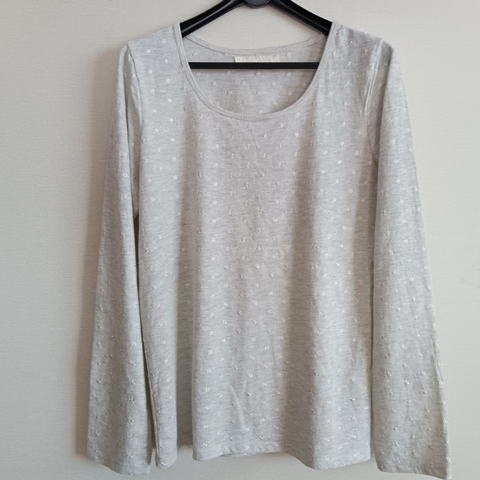 カットソー 刺繍 レース Lui Janne ルイ・ジャンヌ 長袖 Tシャツ 小花模様 ロングスリーブ ライトグレー Lサイズ_画像1