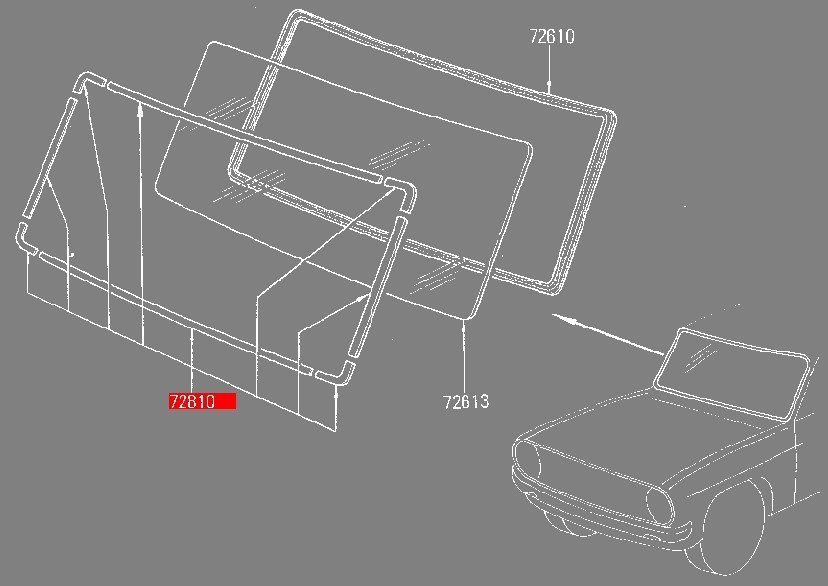【日産純正新品】NISSAN 未使用品 ★希少廃番品★ サニートラック フロントガラス メッキモール ガラスモール B120 B121 B122 サニトラ_画像4