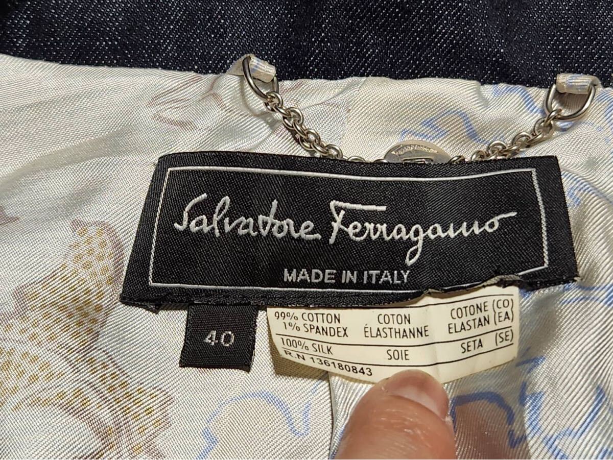 Salvatore Ferragamo サルヴァトーレ・フェラガモ テーラードジャケット デニムジャケット レディース 40_画像6