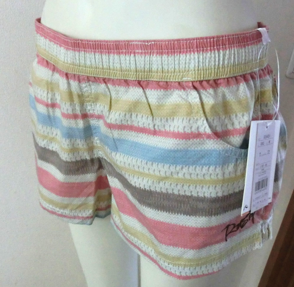 16 ピンク系?ボーダー柄 新品 RUSTY ラスティ 短パン レディース サーフパンツ ボードショーツ M 水着 ラッシュガードパンツ ランニング_画像3