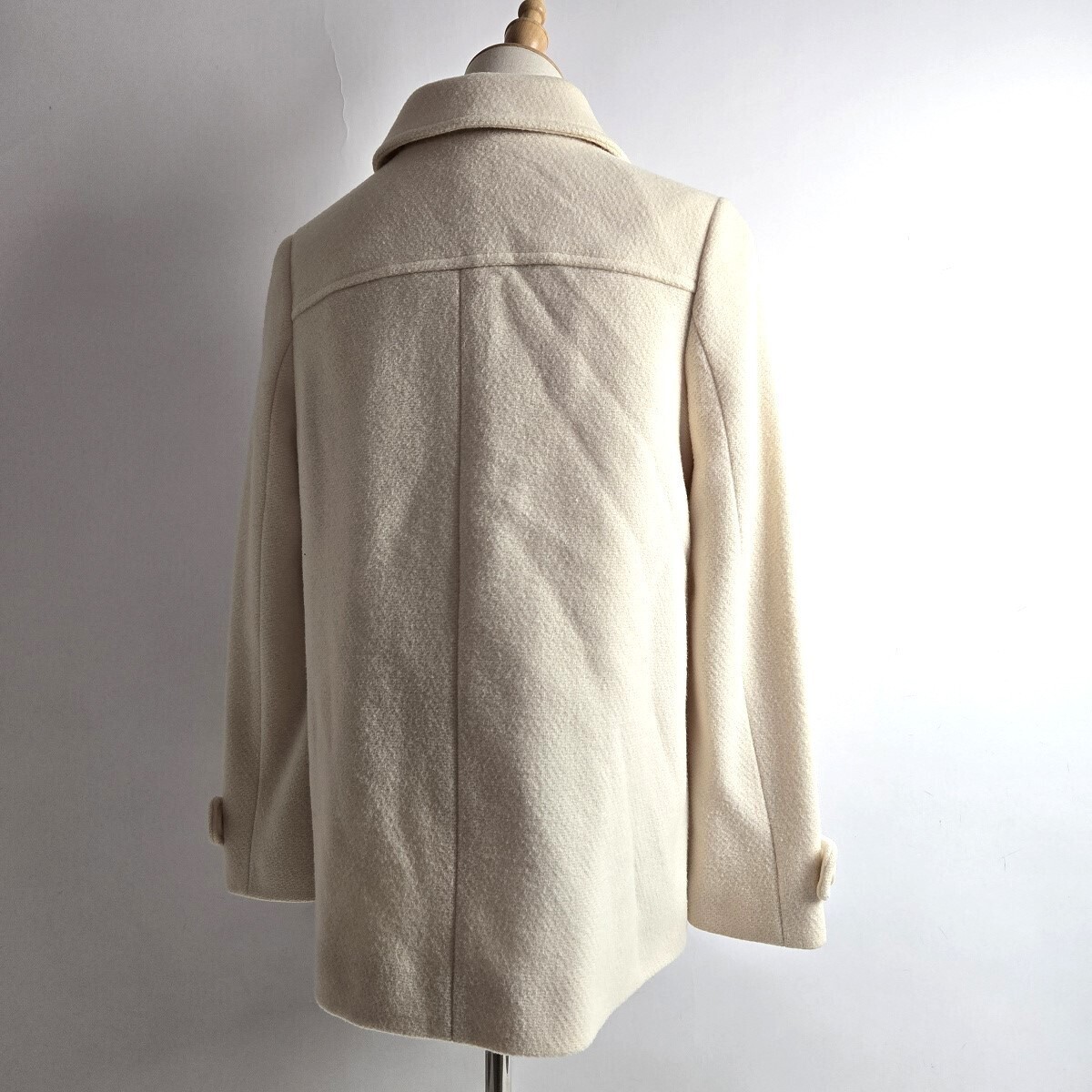 組曲 KUMIKYOKU ウール100％ ステンカラーコート ハーフ丈 アウター 3 アイボリー オンワード樫山 l1025-5_画像2