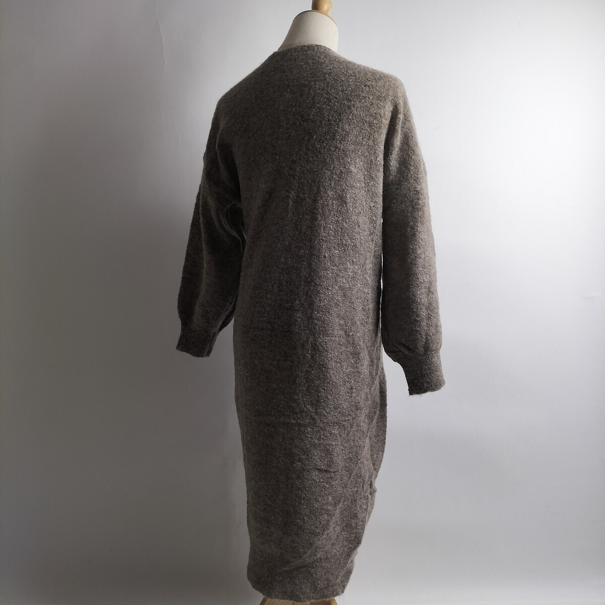 チャイルドウーマン CHILD ＆ WOMEN モヘヤブレンド ボタンレスウールニットカーディガン ロング丈 長袖 F ブラウン l1004-3_画像2