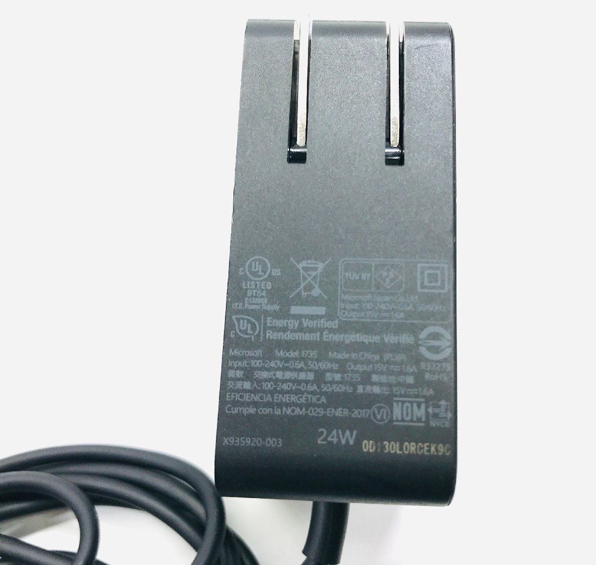 【良品】Microsoft Model 1735 Surface Go1 Go2 Go3用 24W マイクロソフト 純正 ACアダプター 15V 1.6A 充電器_画像2