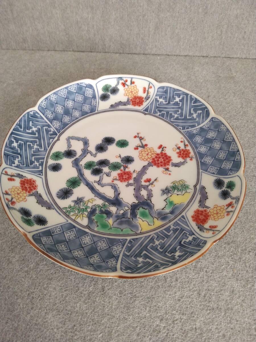 中皿　深皿　庫山窯　色絵皿　柿右衛門風　盛り皿取り皿銘々皿　和食器　18センチ_画像1