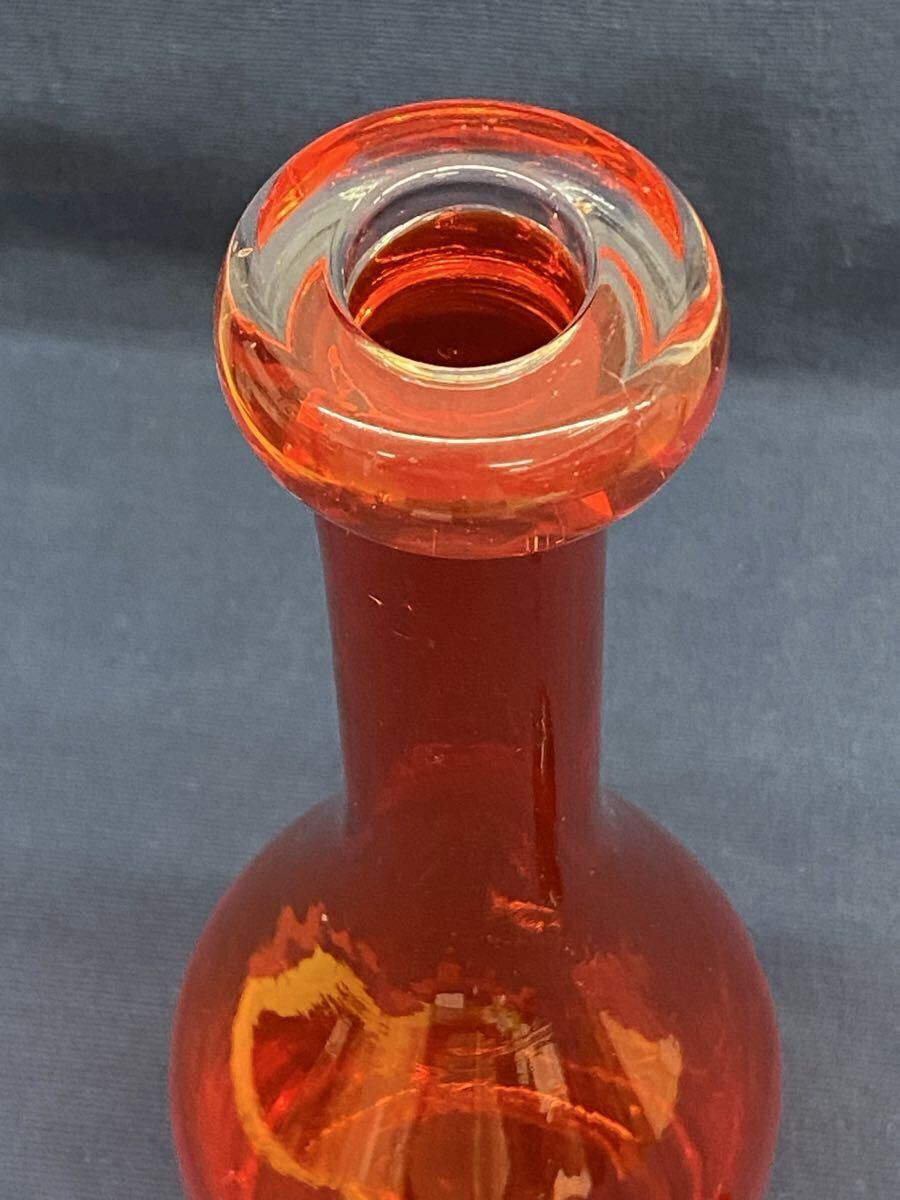 〈N9103〉 デキャンタ ガラス ガラス瓶 赤 花入 インテリア アンティーク_画像4