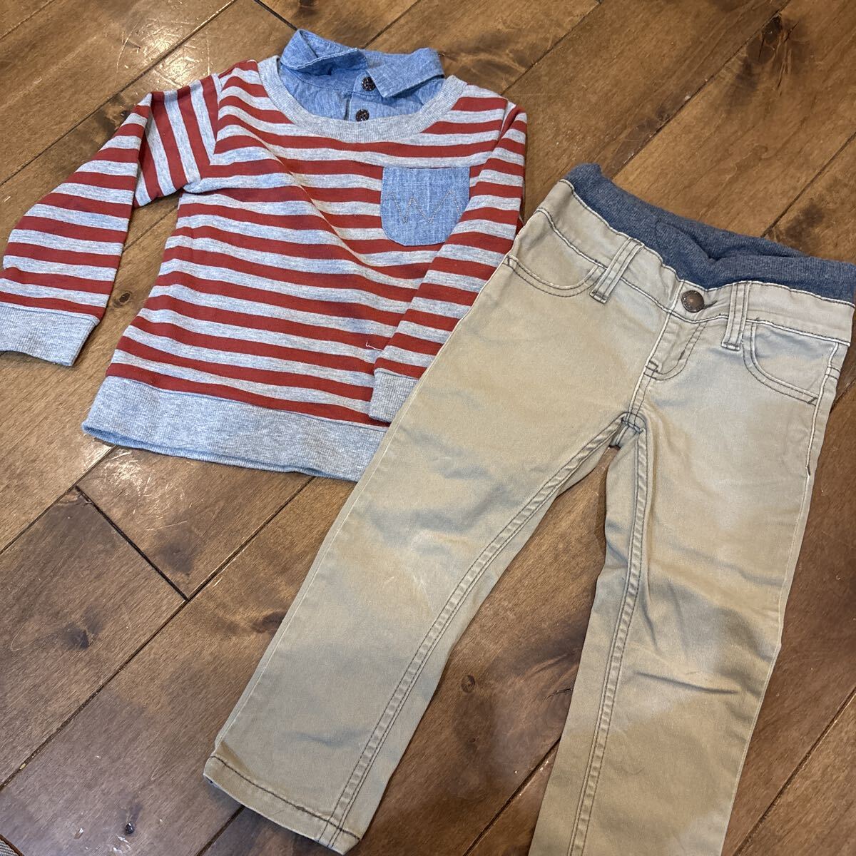 100サイズ キッズ 男の子 長袖シャツ ボトムスセット 子供服_画像1