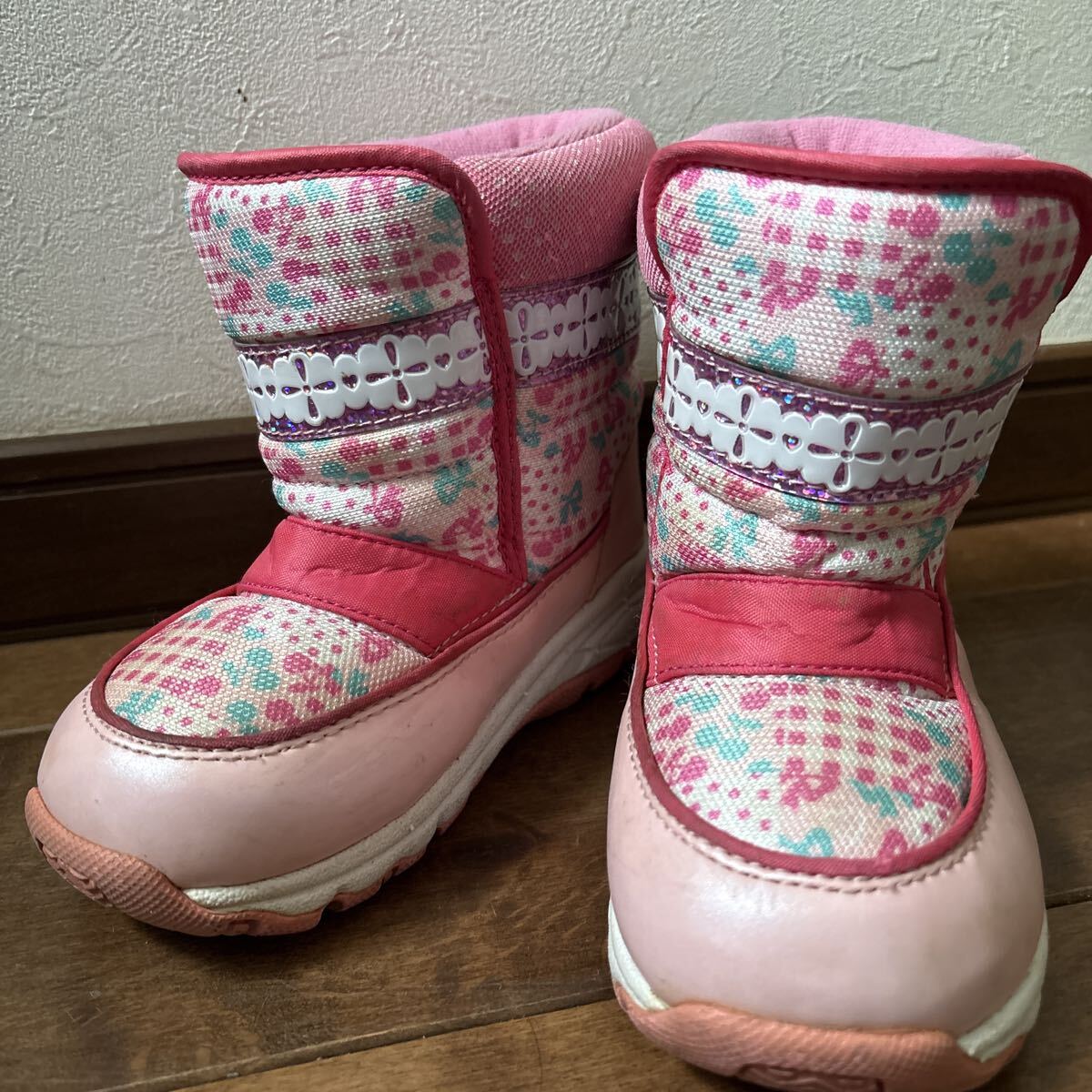 スノーブーツ キッズ 17cm 雪遊び ピンク_画像2
