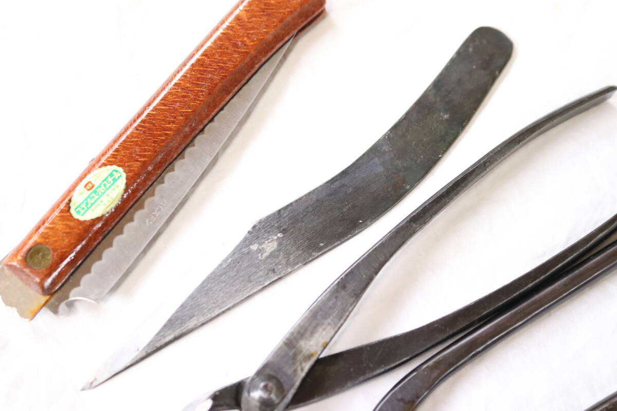 盆栽用具8点セット 鋸、曲り接木小刀、ペンチ、小枝切り鋏、ピンセットなど_画像4