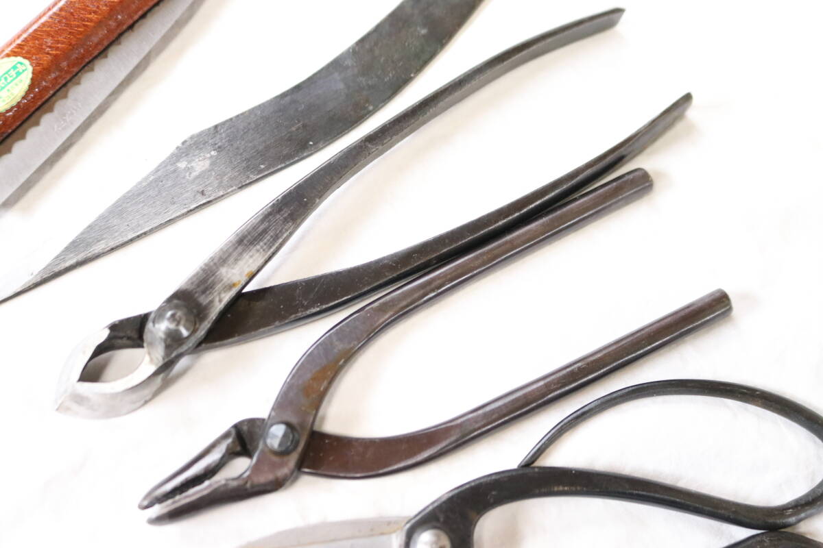 盆栽用具8点セット 鋸、曲り接木小刀、ペンチ、小枝切り鋏、ピンセットなど_画像5