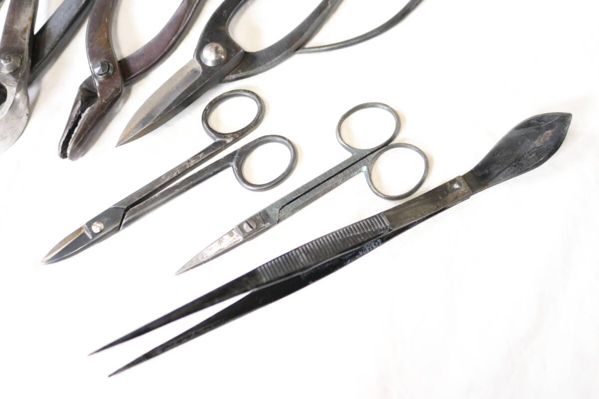 盆栽用具8点セット 鋸、曲り接木小刀、ペンチ、小枝切り鋏、ピンセットなど_画像7