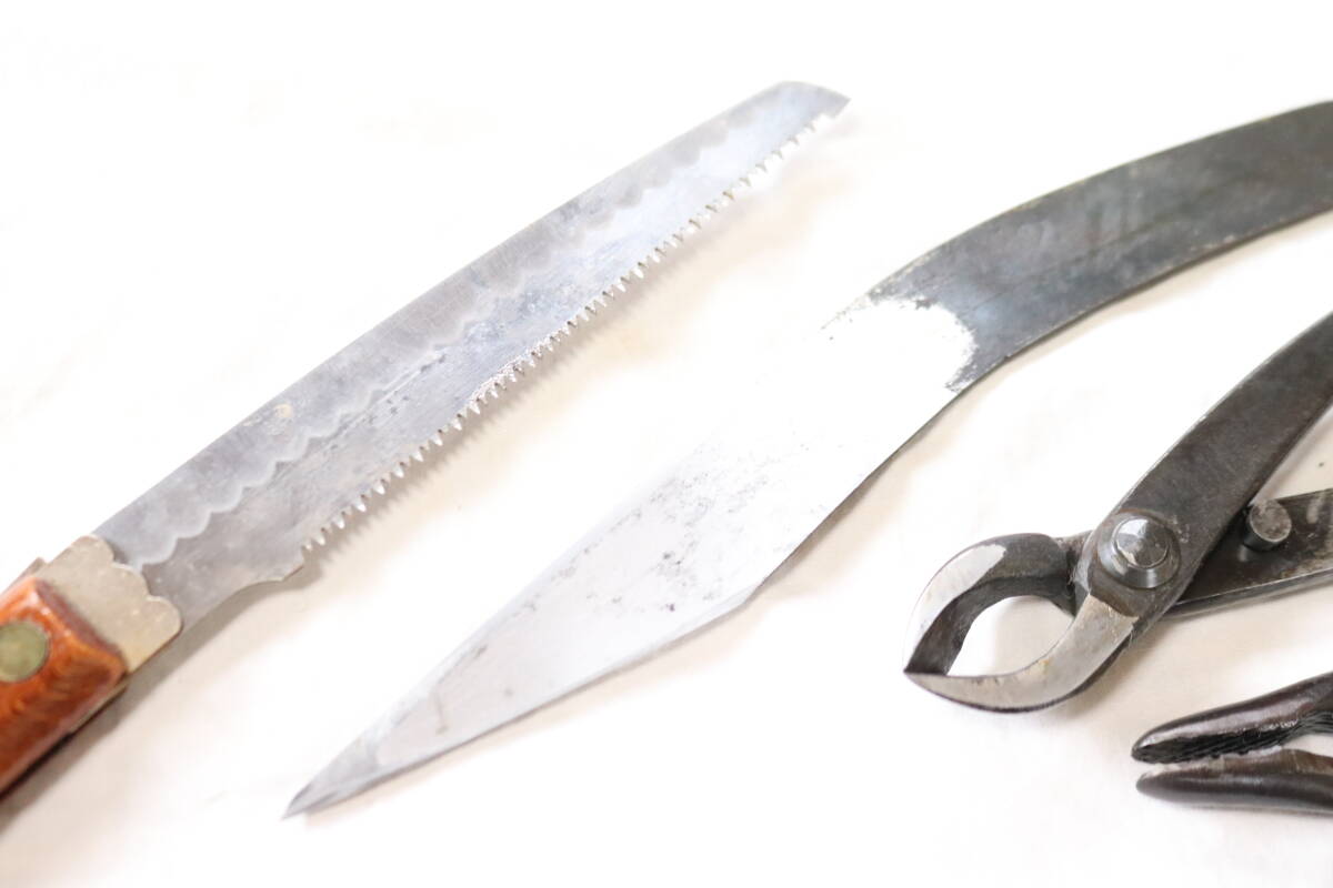 盆栽用具8点セット 鋸、曲り接木小刀、ペンチ、小枝切り鋏、ピンセットなど_画像9