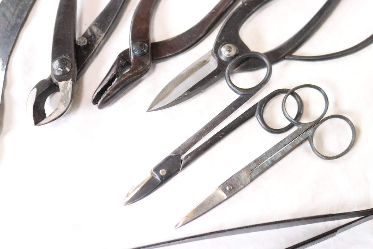 盆栽用具8点セット 鋸、曲り接木小刀、ペンチ、小枝切り鋏、ピンセットなど_画像10