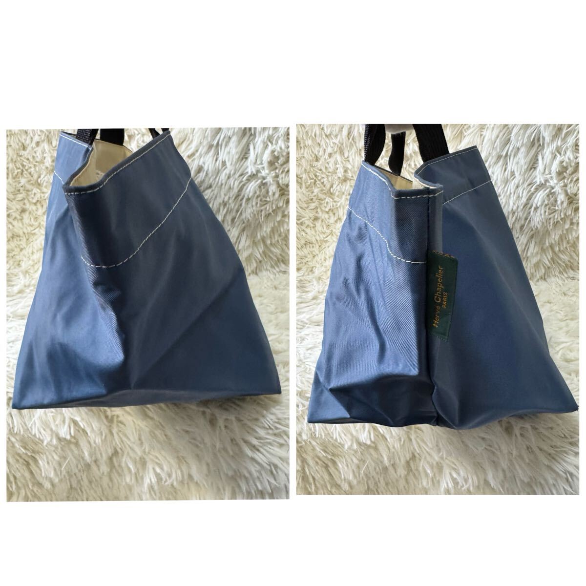 Herve Chapelier エルベシャプリエ ネイビー トートバッグ 舟型_画像4