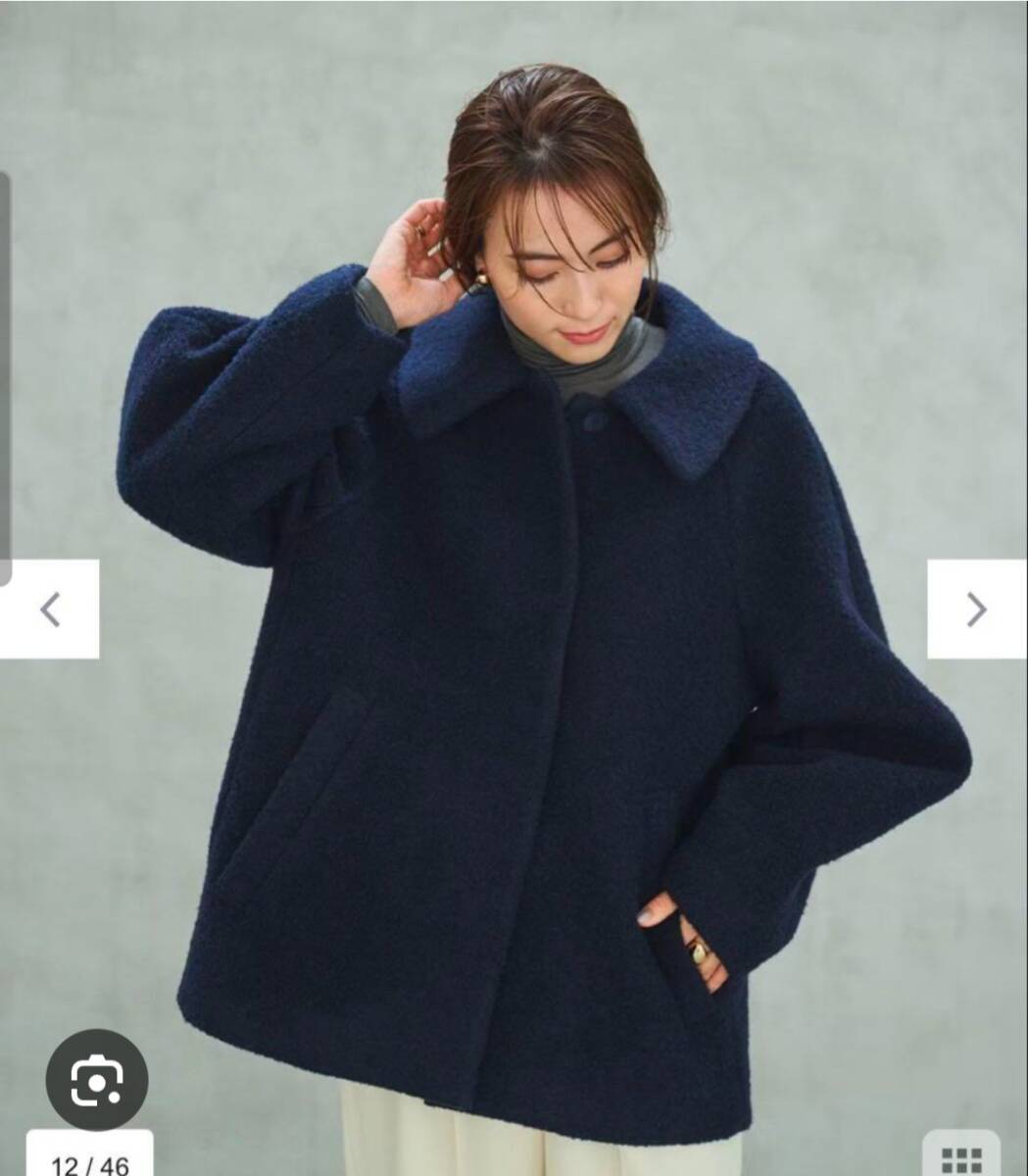 美品☆ハッシュニュアンス #Newans コート コクーンコート プードル ハーフコート 23区 オンワード 自由区 イエナ好きな方にも 黒_画像2