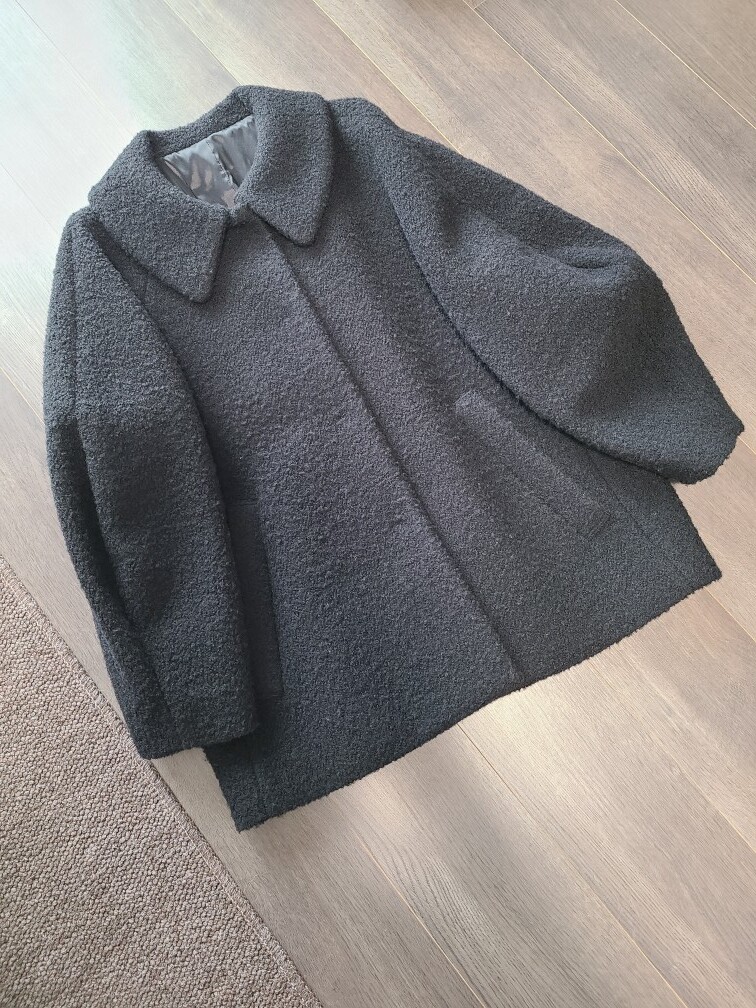 美品☆ハッシュニュアンス #Newans コート コクーンコート プードル ハーフコート 23区 オンワード 自由区 イエナ好きな方にも 黒_画像3