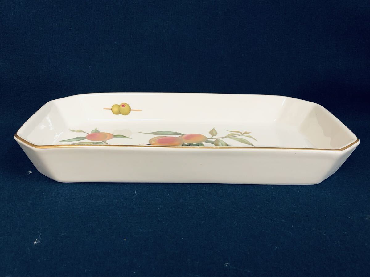  Royal Worceter ロイヤルウースター イヴシャム フルーツ 柄 ベーカーディッシュ ゴールド 長方形 38 サイズ パーティ 大皿 中古 現状品の画像5