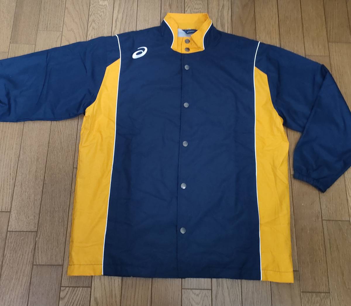 (物21,36,86) 定価7,590円 新品 アシックス 裏起毛 ウォームアップジャケット XBT161 紺 メンズS_画像1