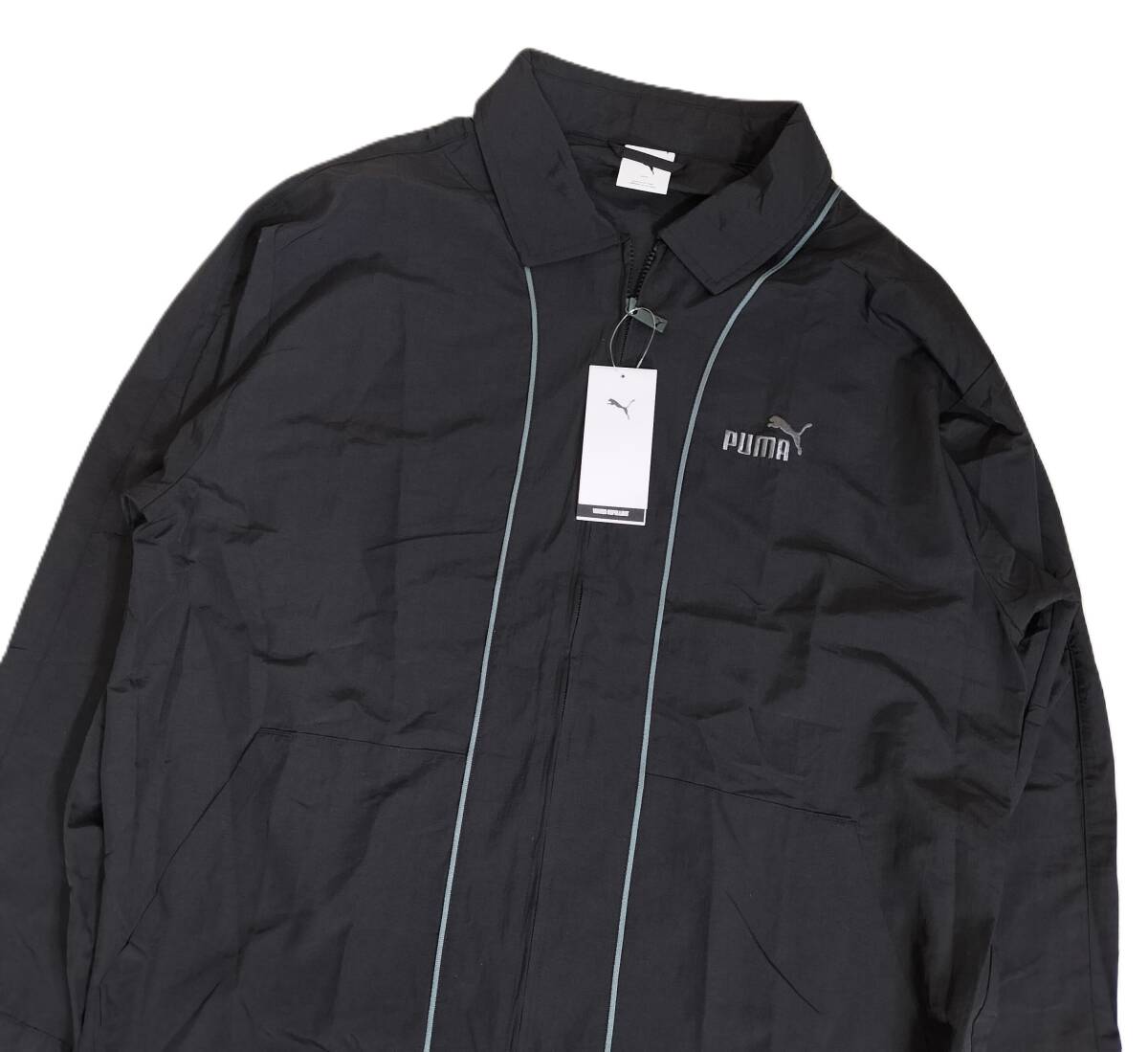 (プーマ50)　定価9,790円　プーマ　襟付き　ウーブンジャケット　680663　黒　メンズL_画像2