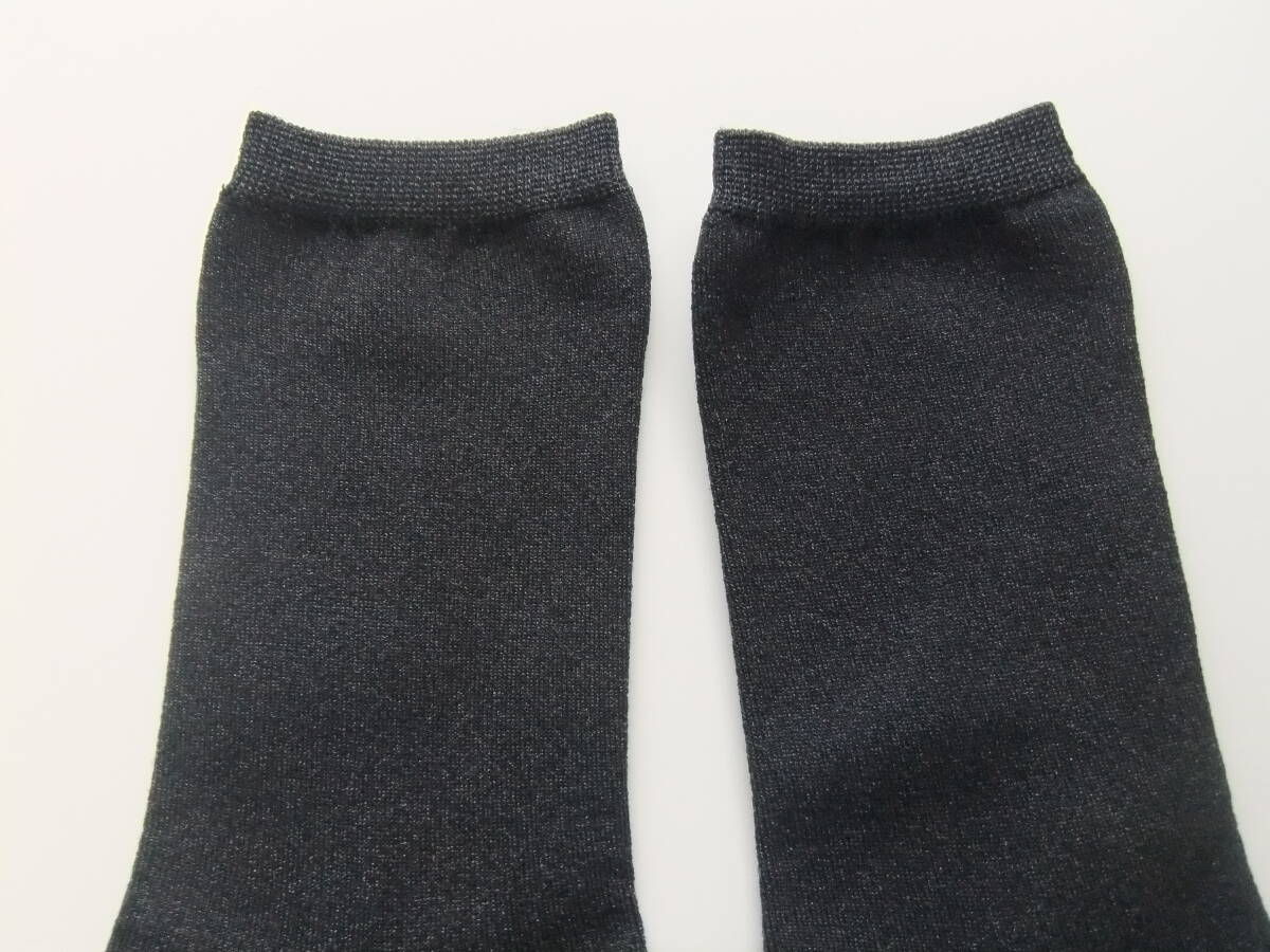 173　サンプル品　未着用品　サンダルソックス2足　ブラックラメ　アイスグレー　オープントゥ　つま先なし　日本製_画像4