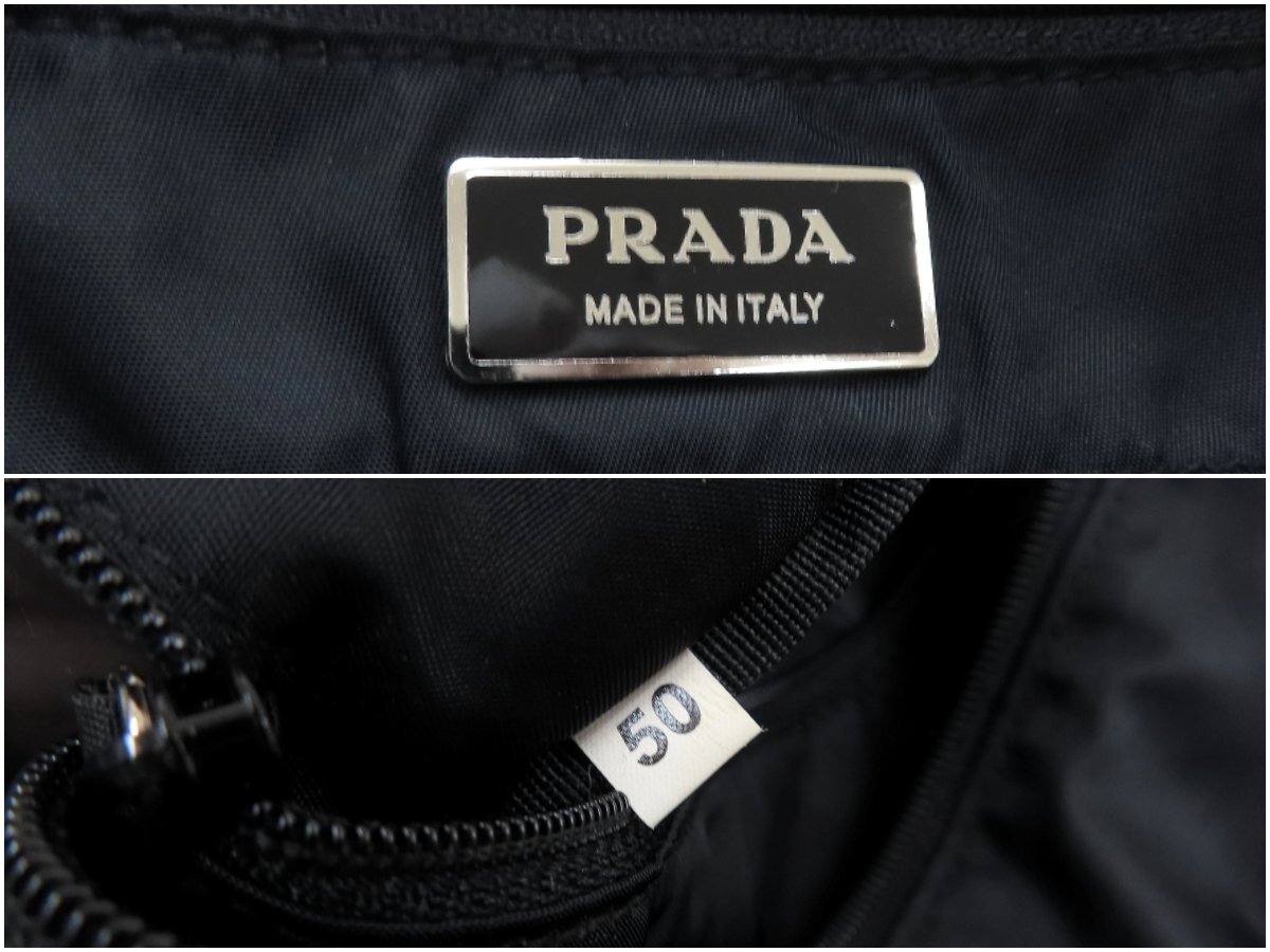 ◆美品◆PRADA プラダ◆ナイロン カーフ レザー 本革◆トート バッグ◆ブラック SV金具◆イタリア製◆肩掛け◆三角ロゴプレート◆A13629_画像10